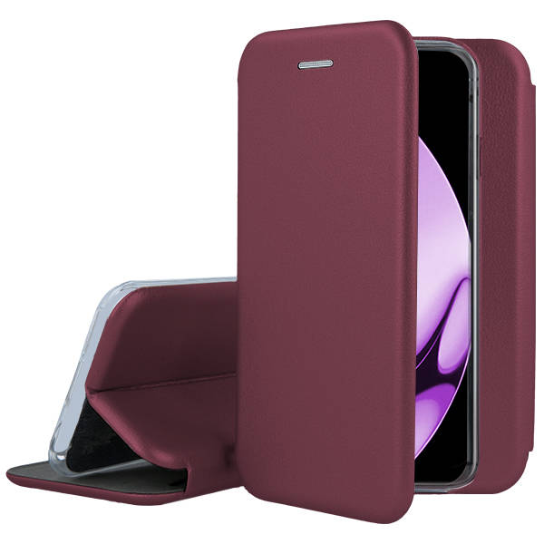 Bordo atverčiamas dėklas Xiaomi Redmi 13C Book Elegance Bordo atverčiamas dėklas Xiaomi Redmi 13C su telefonu dėkle atvertame padėtyje