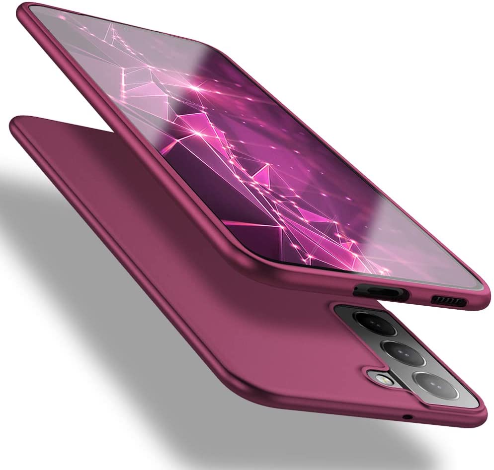 Bordo dėklas Samsung Galaxy S22 Plus X-level Guardian Bordo raudonas dėklas Samsung Galaxy S22 Plus telefonui iš abiejų pusių sujungtas atidarytame kampelyje