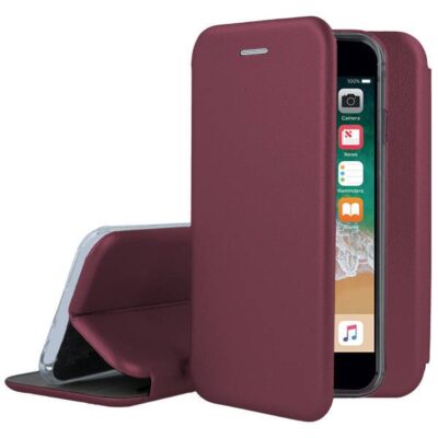 Bordo spalvos atverciamas deklas Apple iPhone 7 8 SE 2020 Book Elegance