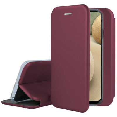 Bordo spalvos atverciams deklas Samsung Galaxy A125 A12 M127 M12 Book Elegance