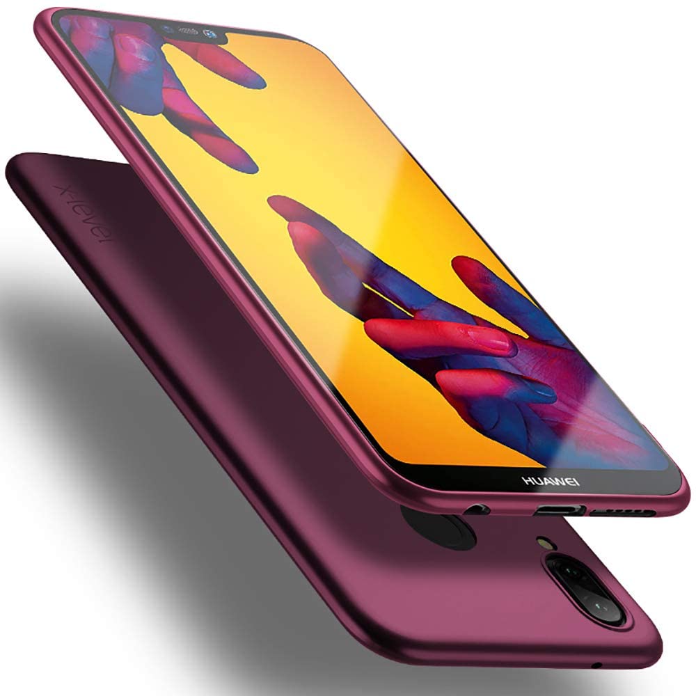 Bordo spalvos dėklas Huawei P20 Lite X-level Guardian Bordo spalvos dėklas Huawei P20 Lite X-level Guardian telefone su ekraną rodančiomis rankomis