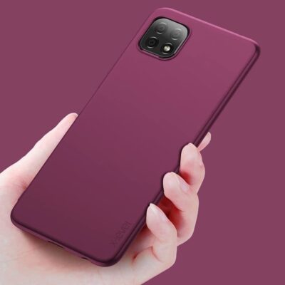 Bordo spalvos dėklas Samsung Galaxy A226 A22 5G X-level Guardian rankoje fone bordo spalva