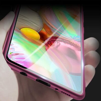 Bordo spalvos dėklas Samsung Galaxy A715 A71 telefone su matomu ekranu ir jungtimis