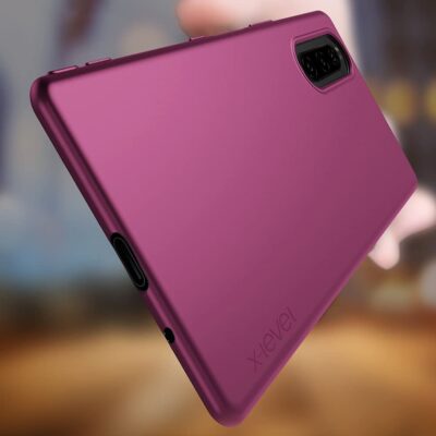 Bordo spalvos dėklas Sony Xperia 5 II X-level Guardian su atidengta kamera ir jungčių lizdais
