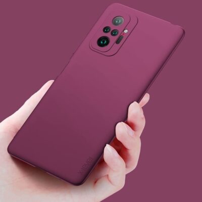 Bordo spalvos dėklas Xiaomi Redmi Note 10 Pro su kamera ir išmatiniu kampu