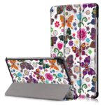 Butterfly dėklas Samsung X200 X205 Tab A8 10.5 2021 su spalvotu drugelių ir gėlių raštu