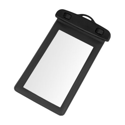 Dėklas atsparus vandeniui Waterproof juodas 7,0 colių su skaidriu priekiu ir uždarymo mechanizmu