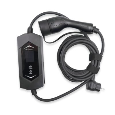 Elektromobiliu ikroviklis Reach PEVC2 220V Type2 16A 3.5kW su juodu laidu ir lizdu