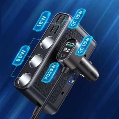 Įkroviklis automobilinis Joyroom 9in1 154W su LED ekranu ir keliomis USB jungtimis