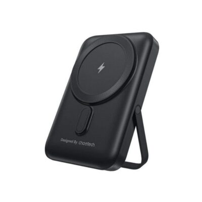 juoda isorine baterija power bank choetech b743 su magnetiniu laikikliu