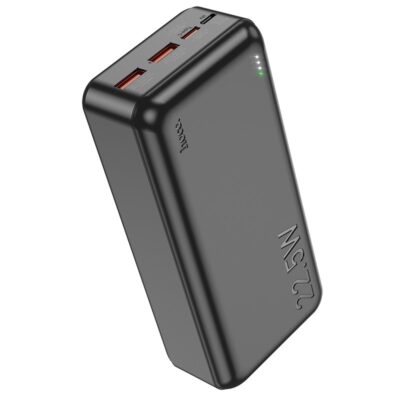 Juoda išorinė baterija Power Bank Hoco J101B PD 20W su keliomis USB įėjimo jungtimis