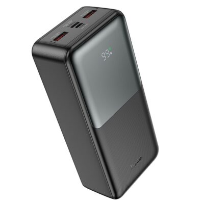 Juoda išorinė baterija Power Bank Hoco J136B 22.5W su skaitmeniniu ekranu ir dviem USB jungtimis