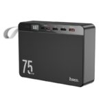 Juoda išorinė baterija Power Bank Hoco J94 Overlord 22.5W 75000mAh su ekranu ir keliomis USB jungtimis