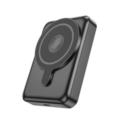 Juoda išorinė baterija Power Bank Hoco Q11 Magnetic kampu su LED indikatoriumi