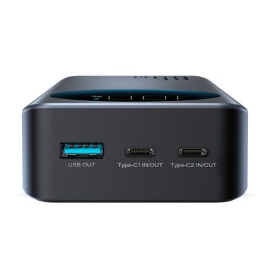 Juoda išorinė baterija Power Bank Joyroom JR-PBF05 su USB ir dviem Type-C jungtimis