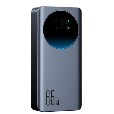 Juoda išorinė baterija Power Bank Joyroom JR-PBF05 65W su LED ekranu rodančiu įkrovos procentą