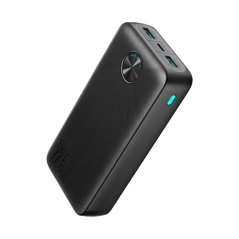 Juoda išorinė baterija Power Bank Joyroom JR-PBF16 22.5W 20000mAh Juoda išorinė baterija Power Bank Joyroom JR-PBF16 su apvaliu indikatoriumi ir dviem USB jungtimis