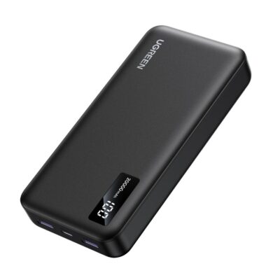 Juoda išorinė baterija Power Bank Ugreen PB313 20W 20000mAh su skaitmeniniu ekranu