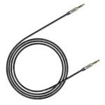 Juodai-sidabrinis audio adapteris Baseus Yiven M30 iš 3,5mm į 3,5mm AUX 1m su auksiniais jungtimis
