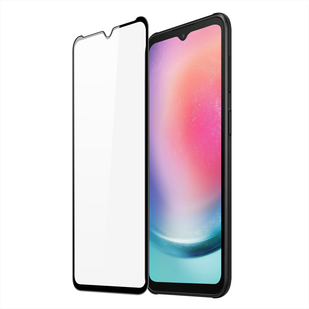 Juodais apvadais apsauginis stikliukas Samsung A245 A24 4G ir A246 A24 5G Juodais apvadais apsauginis stikliukas Samsung A245 A24 4G ir A246 A24 5G telefonams su apsauga ekrano kraštuose