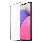 Juodais apvadais apsauginis stikliukas Samsung A336 A33 5G telefonui su ekranu ir stikliuku priekyje