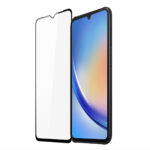 Juodais apvadais apsauginis stikliukas Samsung A346 A34 5G telefonui su ekrano apsauga