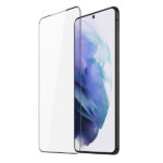 Juodais apvadais apsauginis stikliukas Samsung S906 S22 Plus 5G telefonui su plonu juodu apvadu