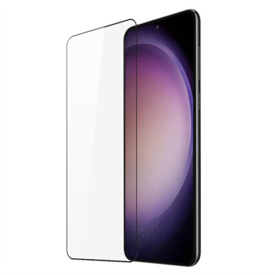 Juodais apvadais apsauginis stikliukas Dux Ducis Samsung S916 S23 Plus 5G juodas stiklas priekinėje telefono ekrano dalyje