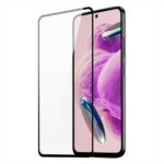 Juodais apvadais apsauginis stikliukas su plonu juodu rėmeliu Xiaomi Redmi Note 12S ekranui