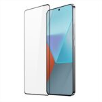 Juodais apvadais apsauginis stikliukas Xiaomi Redmi Note 13 5G ekranui su lenktais kampais