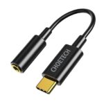 Juodas adapteris Choetech AUX003 USB-C to 3.5mm su aukso spalvos USB-C jungtimi