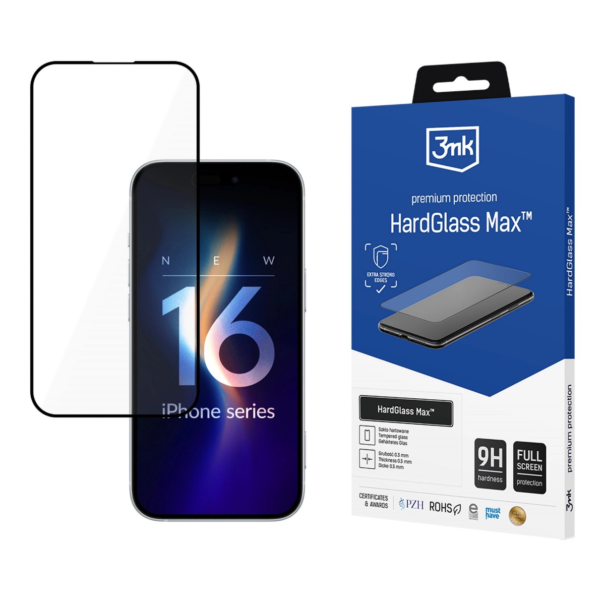 Juodas apsauginis stiklas Apple iPhone 16 Pro Max 3MK Hard Glass Max Juodas apsauginis stiklas Apple iPhone 16 Pro Max 3MK Hard Glass Max priekinio ekrano apsaugai