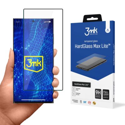 Juodas apsauginis stiklas Samsung S928 S24 Ultra 3MK Hard Glass Max Lite su pakuote