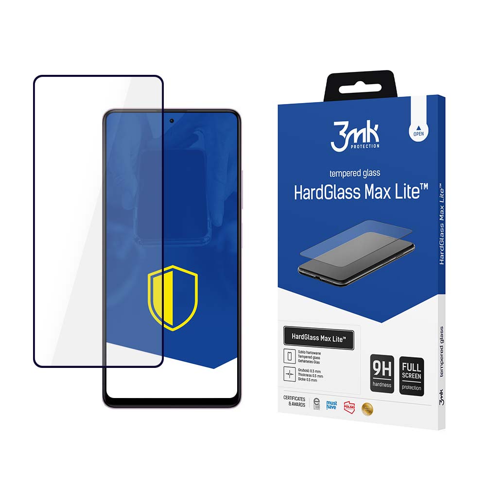 Juodas apsauginis stiklas Xiaomi Redmi Note 12 Pro 5G 3MK Hard Glass Max Lite Juodas apsauginis stiklas Xiaomi Redmi Note 12 Pro 5G telefonui su pakavimo dėžute