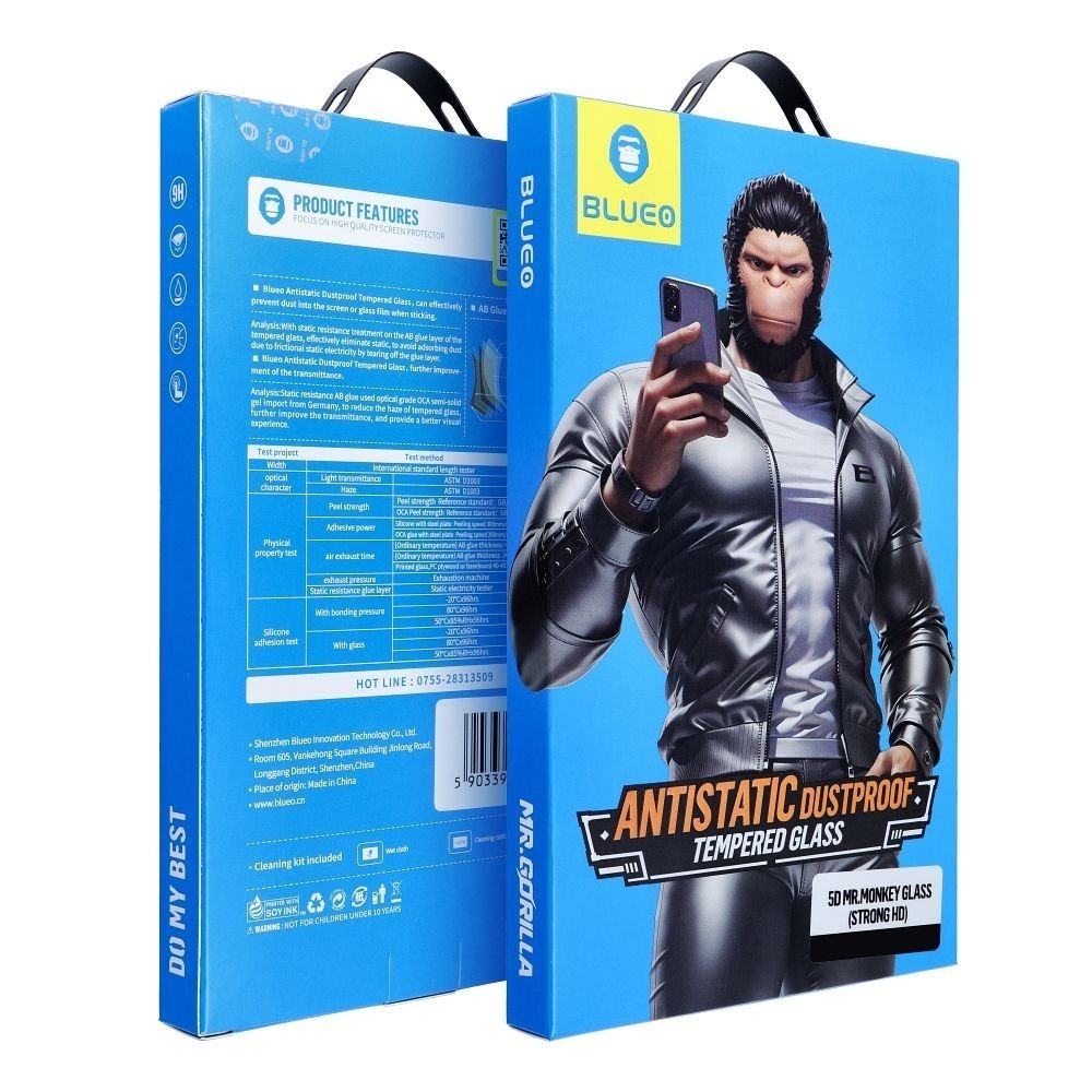 Juodas apsauginis stikliukas 5D Mr. Monkey Glass (Strong HD) Juodas apsauginis stikliukas 5D Mr. Monkey Glass skirtas Apple iPhone 17 Pro Max telefono ekranui.