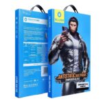 Juodas apsauginis stikliukas 5D Mr. Monkey Glass telefonui Apple iPhone 15 Pro Max su apsauga nuo dulkiu ir antistatikiniu sluoksniu.