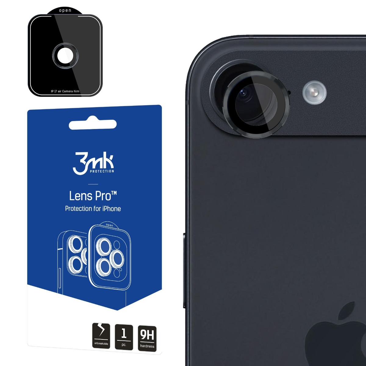 Juodas apsauginis stikliukas kamerai 3MK Lens Pro Apple iPhone 17 Air Juodas apsauginis stikliukas kamerai 3MK Lens Pro Apple iPhone 17 Air