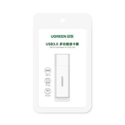Juodas atminties korteliu skaitytuvas Ugreen CM104 USB-A 3.0 prie TF ir SD korteliu