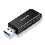 Juodas atminties korteliu skaitytuvas Ugreen CM104 su USB-A 3.0 jungtimi ir TF SD lizdais