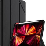 Juodas atverčiamas dėklas Apple iPad 10.2 2021 su tekstūruota odine išore