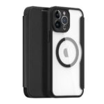 Juodas atverčiamas dėklas Apple iPhone 13 Pro Max Dux Ducis Skin X Pro su skaidriu galiniu paviršiumi ir apsauga kamerai