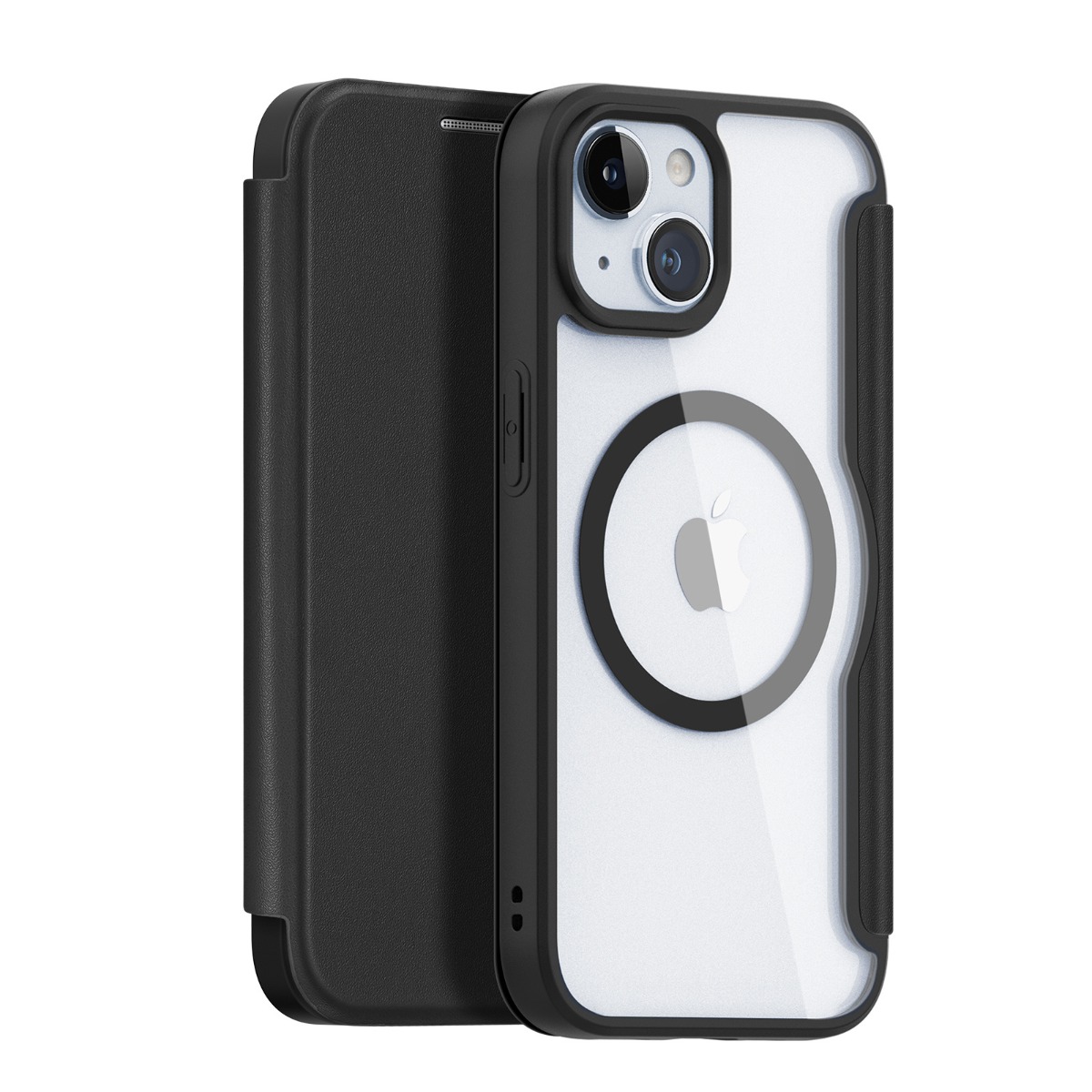 Juodas atverčiamas dėklas Apple iPhone 15 Dux Ducis Skin X Pro Juodas atverčiamas dėklas Apple iPhone 15 su permatomu korpusu ir apsaugotu kampu