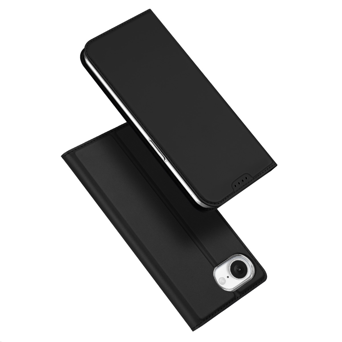 Juodas atverčiamas dėklas Apple iPhone 16e Dux Ducis Skin Pro Juodas atverčiamas dėklas Apple iPhone 16e su kamerų anga ir matiniu paviršiumi
