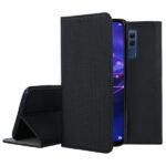 Juodas atverčiamas dėklas Huawei Mate 20 Lite Smart Magnet su tekstūruota paviršiaus