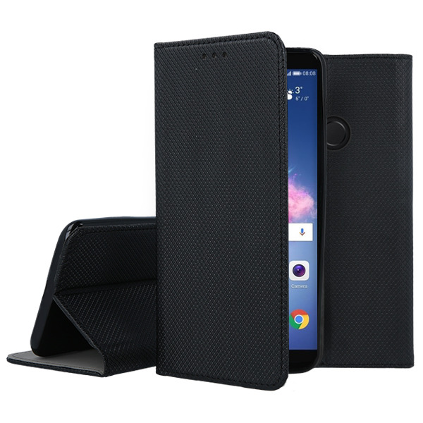 Juodas atverčiamas dėklas Huawei P Smart Smart Magnet Juodas atverčiamas dėklas Huawei P Smart Smart Magnet mobiliam telefonui