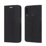 Juodas atverčiamas dėklas Huawei P30 LITE / Nova 4E smart senso su reljefine tekstūra