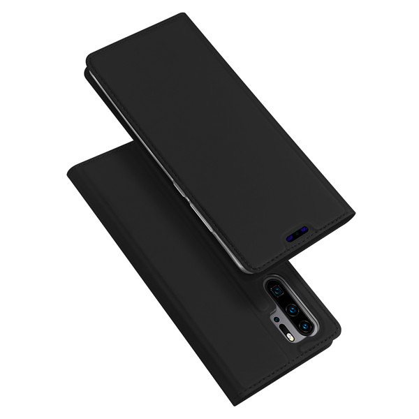 Juodas atverčiamas dėklas Huawei P30 Pro Dux Ducis Skin Pro Juodas atverčiamas dėklas Huawei P30 Pro Dux Ducis Skin Pro su matiniu paviršiumi ir kamera atidengta pusėje