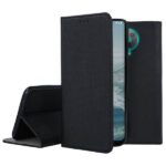 Juodas atverčiamas dėklas Nokia G20 Smart Magnet su tekstūruota išorine dalimi ir atverčiamu dizainu