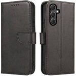 Juodas atverčiamas dėklas Samsung A155 A15 4G Wallet iš dviejų pusių