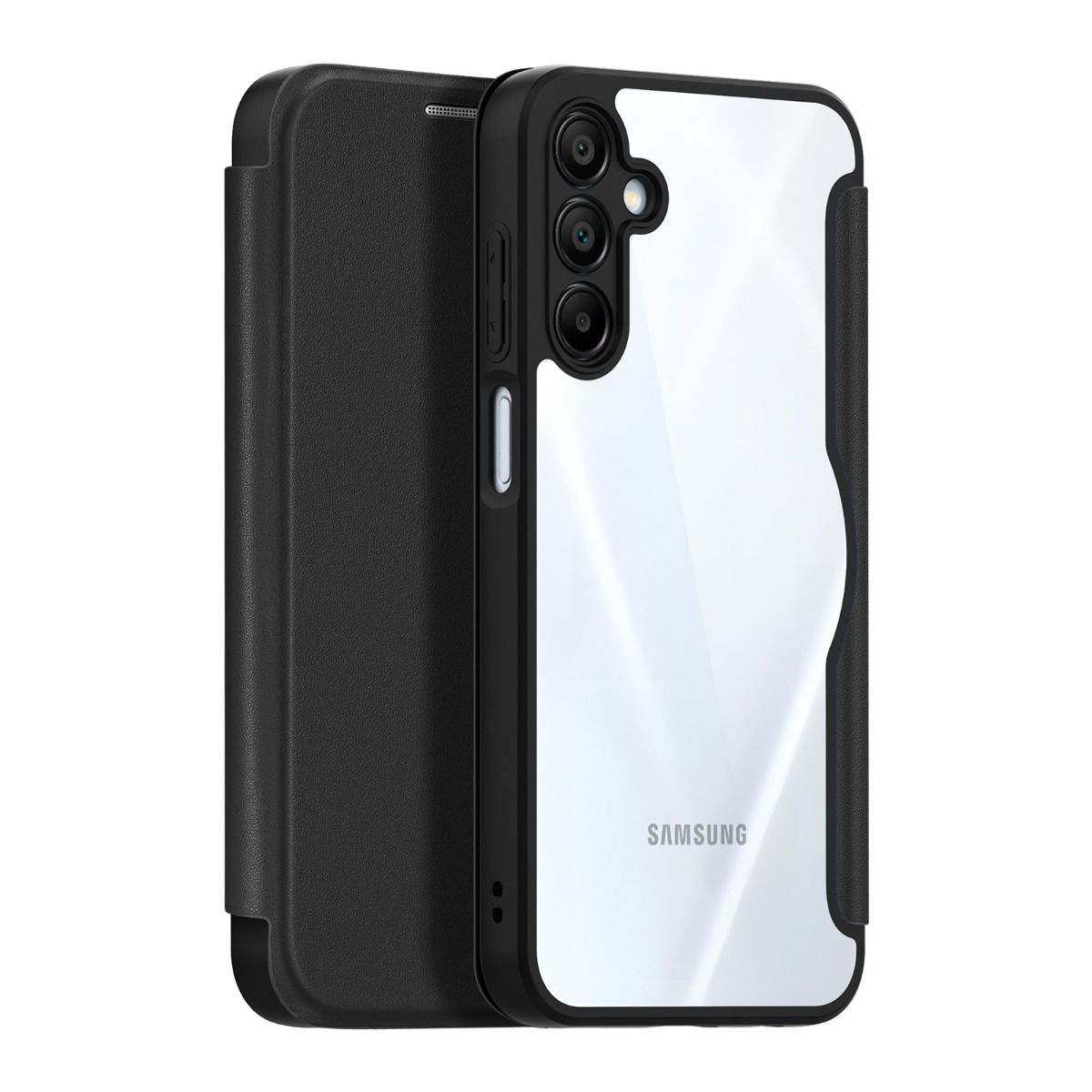 Juodas atverčiamas dėklas Samsung A165 A16 4G A166 A16 5G Dux Ducis Skin X Pro Juodas atverčiamas dėklas Samsung A165 A16 4G A166 A16 5G Dux Ducis Skin X Pro su skaidria nugarėle
